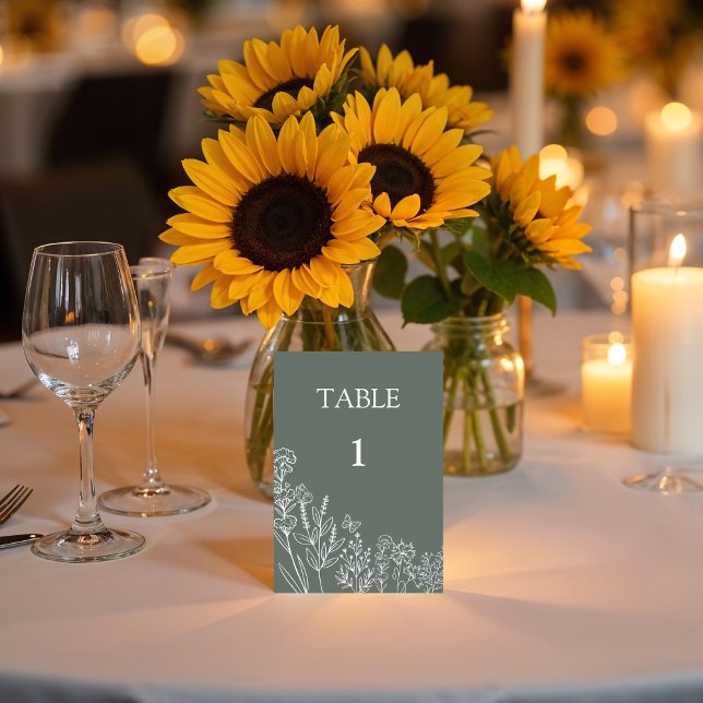Tarjeta de número de tabla Boda de flores de prado (Subido por el creador)
