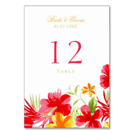 Tarjeta de número de tabla Boda de Hibiscus Tropic