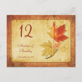Tarjeta de número de tabla Boda de hojas de otoño
