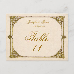 Tarjeta de número de tabla boda de marco antiguo/v