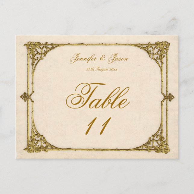 Tarjeta de número de tabla boda de marco antiguo/v (Anverso)