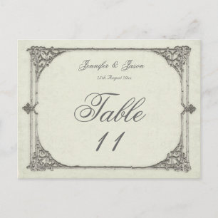 Tarjeta de número de tabla boda de marco antiguo/v