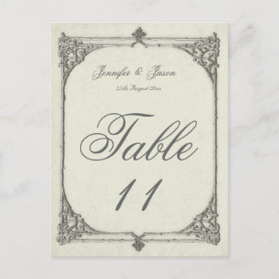 Tarjeta de número de tabla boda de marco antiguo/v