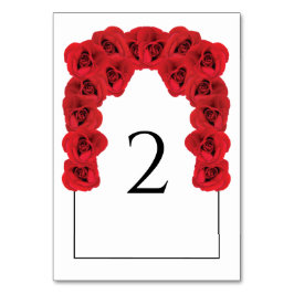 Tarjeta de número de tabla Boda de rosas rojas