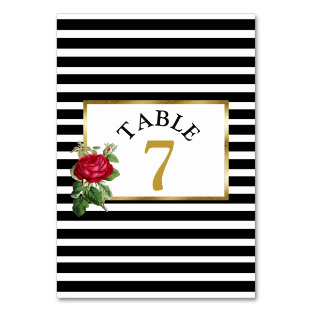 Tarjeta de número de tabla Boda de rosas rojas (Anverso)