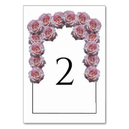 Tarjeta de número de tabla Boda de Rosas rosa clar