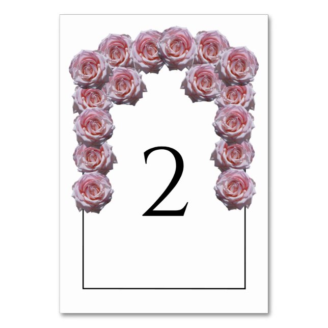 Tarjeta de número de tabla Boda de Rosas rosa clar (Anverso)