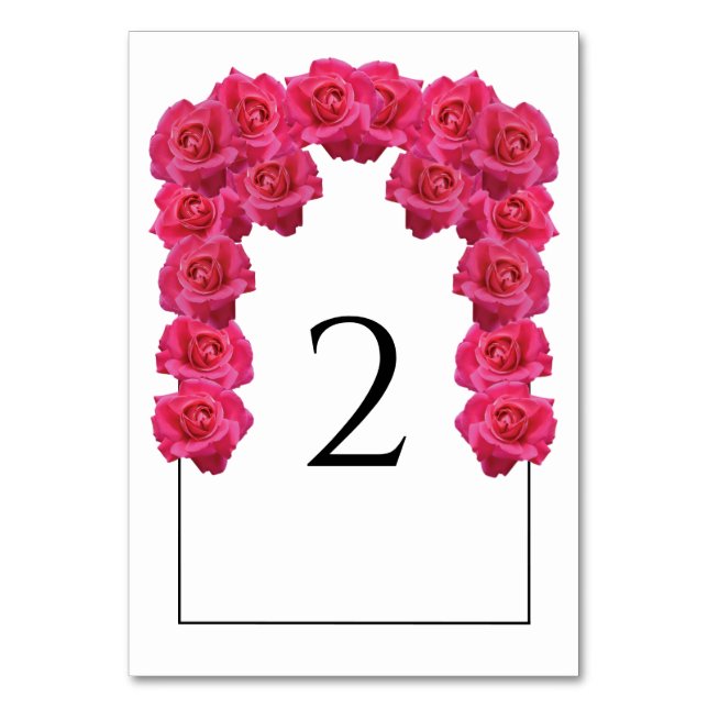 Tarjeta de número de tabla Boda de rosas rosadas (Anverso)