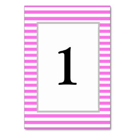 Tarjeta de número de tabla Boda de tiras rosadas/b