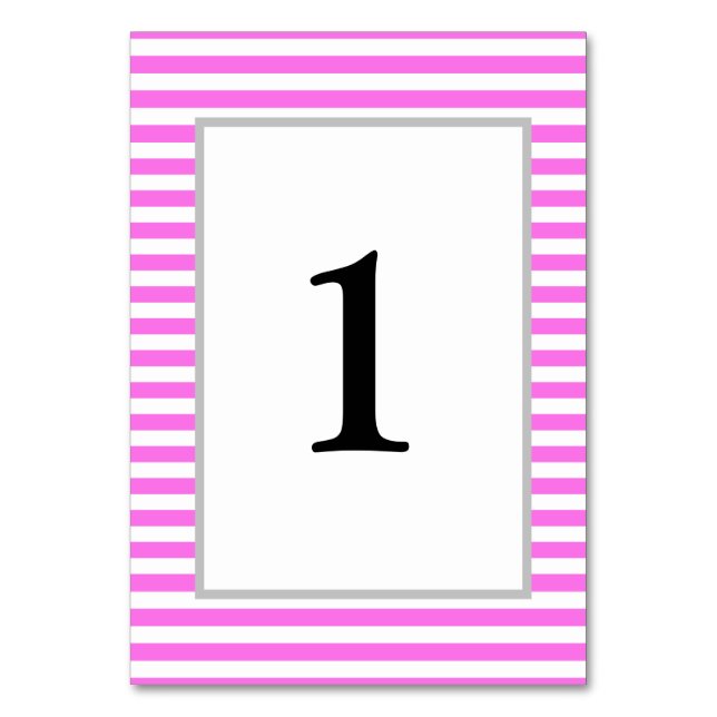 Tarjeta de número de tabla Boda de tiras rosadas/b (Anverso)