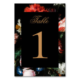 Tarjeta de número de tabla boda Floral roja negra