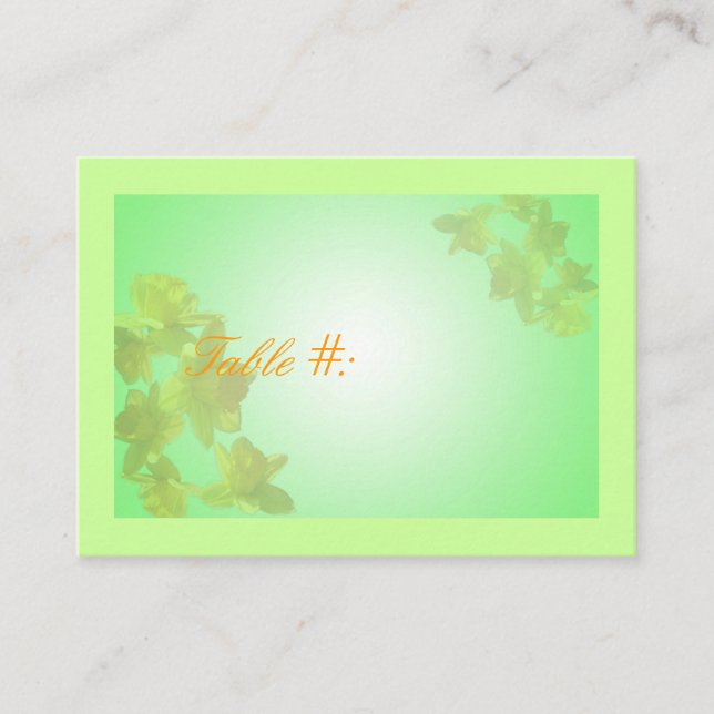 tarjeta de número de tabla boda,flores de tulipán  (Anverso)