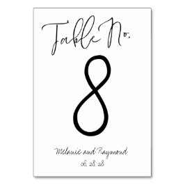 Tarjeta de número de tabla Boda manuscrita