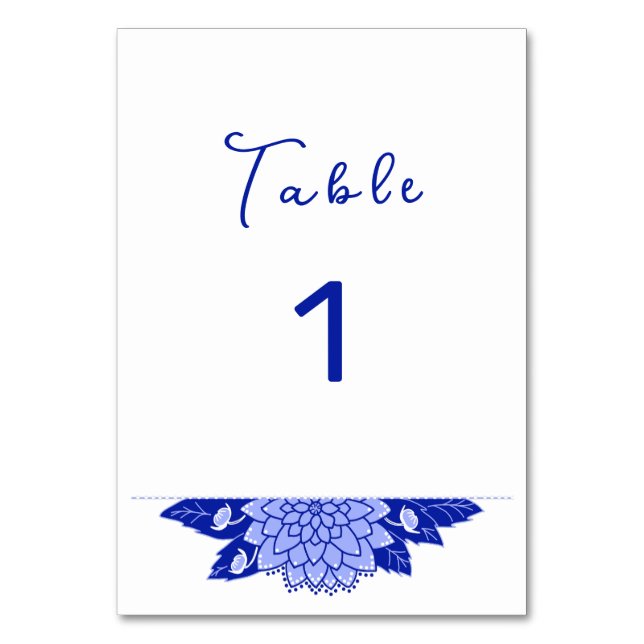 Tarjeta de número de tabla Boda personalizada Dahl (Anverso)