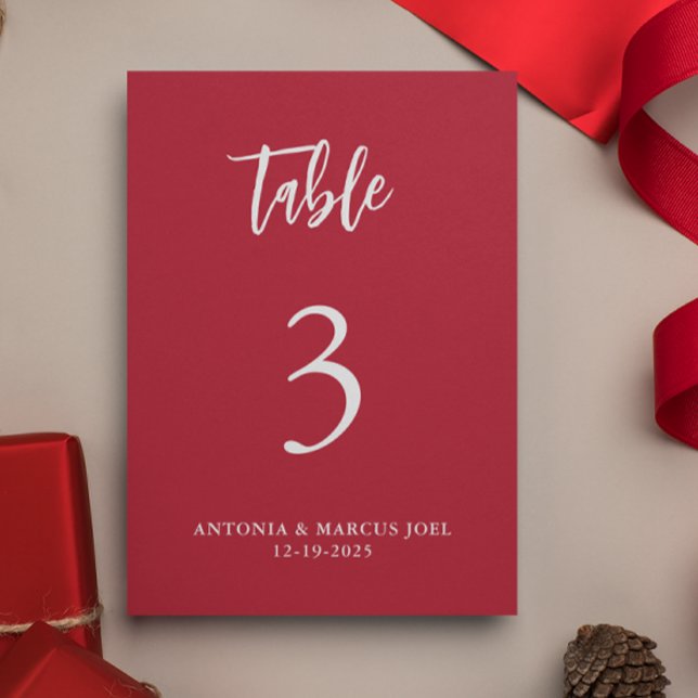 Tarjeta de número de tabla Boda rojo de navidades (Subido por el creador)
