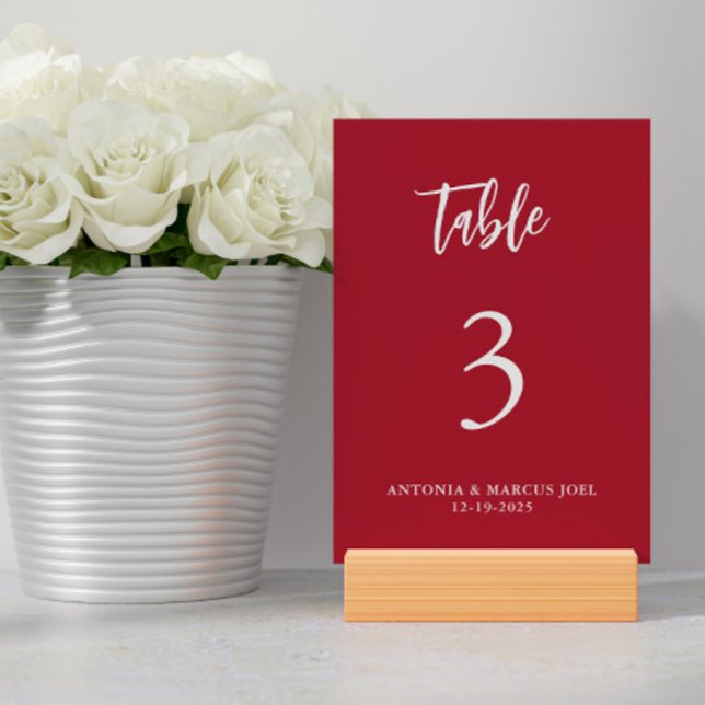 Tarjeta de número de tabla Boda rojo de navidades (Subido por el creador)