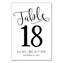 Tarjeta de número de tabla Boda simple y moderna