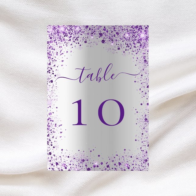 Tarjeta de número de tabla boda violeta plateada (Subido por el creador)