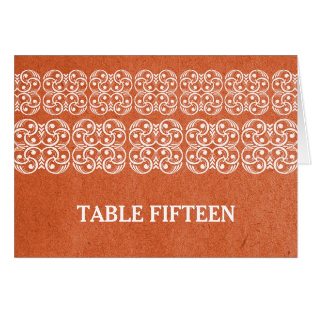 Tarjeta de número de tabla bohemia moderna naranja (Anverso (Horizontal))