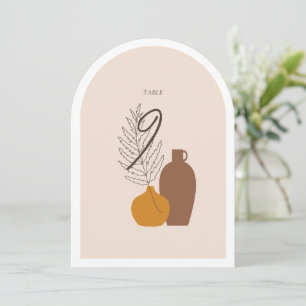Tarjeta de número de tabla Boho Minimalista Vases