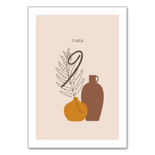 Tarjeta de número de tabla Boho Minimalista Vases 