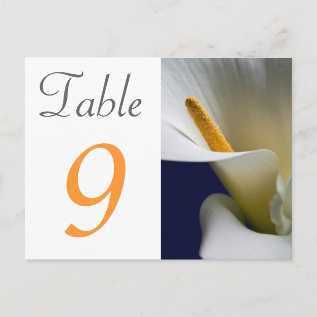 Tarjeta de número de tabla Calla Lily (Anverso)