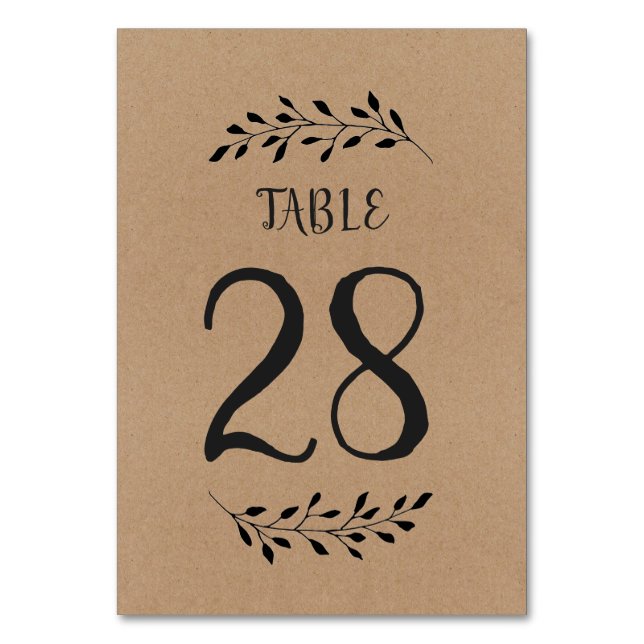 Tarjeta de número de tabla | Calligrafía de Laurel (Anverso)
