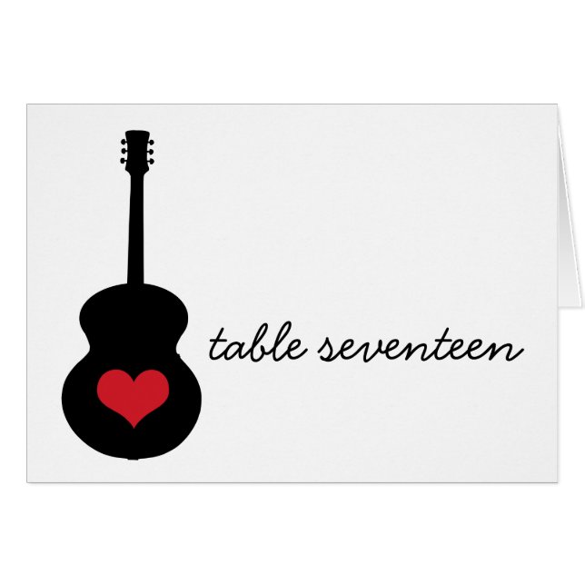 Tarjeta de número de tabla cardíaca de guitarra ro (Anverso (Horizontal))