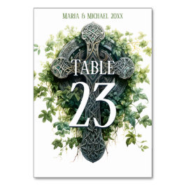 Tarjeta de número de tabla cruzada celta Fantasy