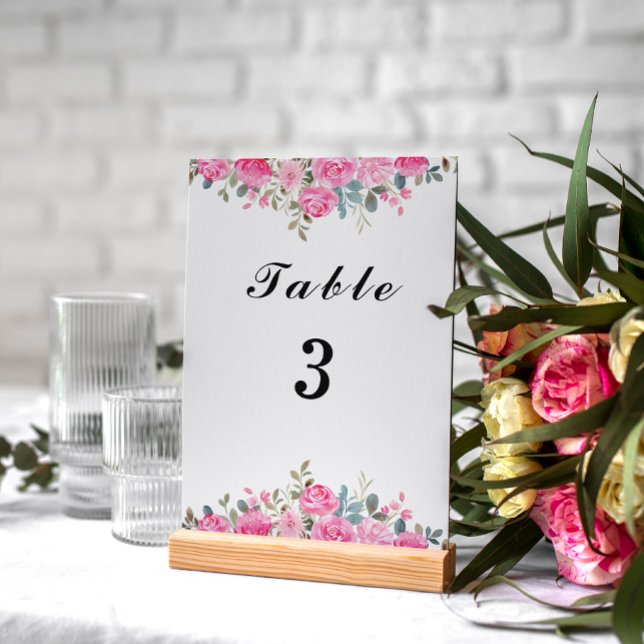 Tarjeta de número de tabla de arco floral rosa acu (Subido por el creador)