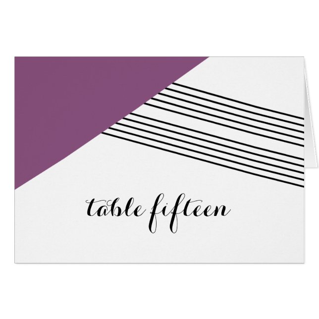 Tarjeta de número de tabla de banda geométrica púr (Anverso (Horizontal))