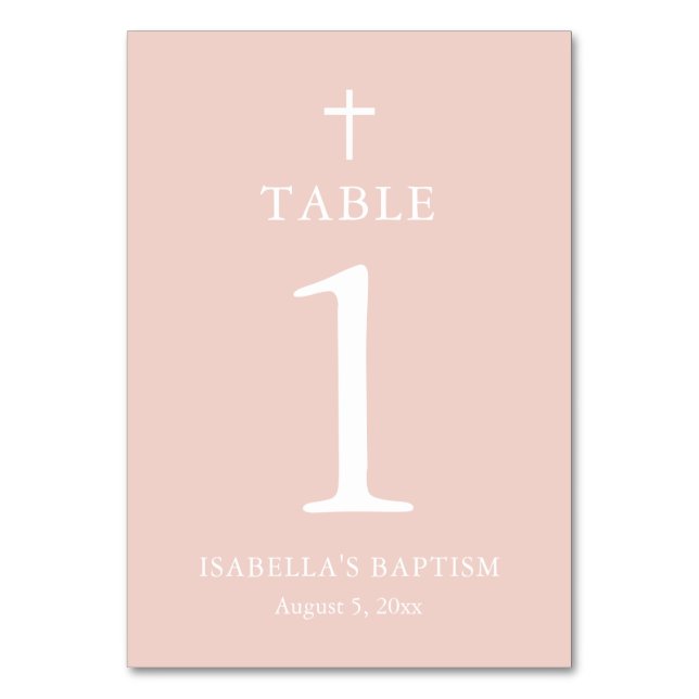 Tarjeta de número de tabla de bautismo de cruz ros (Anverso)