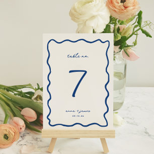 Tarjeta de número de tabla de Boda azul caprichosa