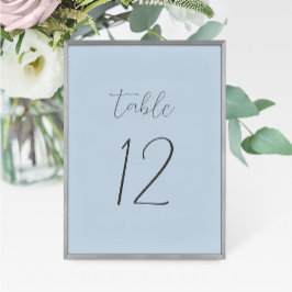 Tarjeta de número de tabla de Boda azul turbio