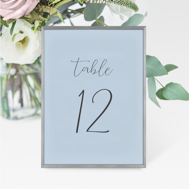 Tarjeta de número de tabla de Boda azul turbio (Subido por el creador)
