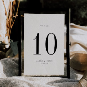 Tarjeta de número de tabla de Boda beige y negro