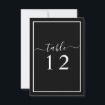 Tarjeta de número de tabla de Boda blanco y negro<br><div class="desc">Me enorgullezco de todos mis diseños, si tienes alguna pregunta, quieres cambios personalizados en el diseño, o quieres que los artículos coordinados coincidan y necesito que los cree, por favor contacta a Megan con Emma Sue Bow-tique directamente en megan@emmasuebowtique.com . Ahora Zazzle está ofreciendo archivos digitales, sin embargo si tiene...</div>