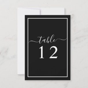 Tarjeta de número de tabla de Boda blanco y negro
