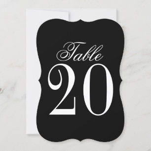 Tarjeta de número de tabla de Boda blanco y negro