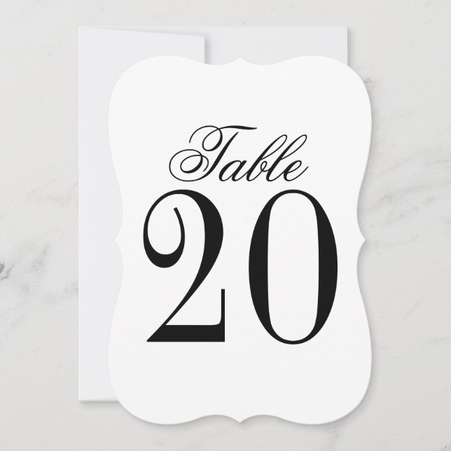 Tarjeta de número de tabla de Boda blanco y negro (Anverso)