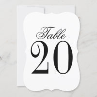 Tarjeta de número de tabla de Boda blanco y negro