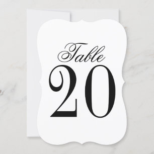 Tarjeta de número de tabla de Boda blanco y negro