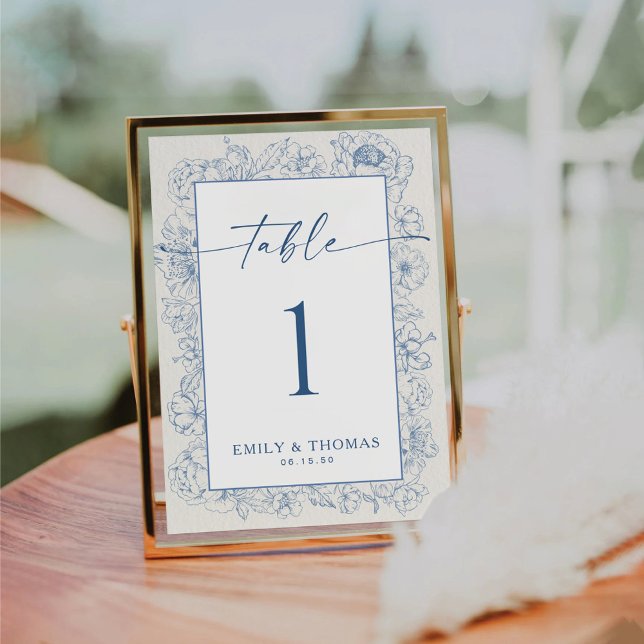Tarjeta de número de tabla de Boda Chinoiserie flo (Subido por el creador)