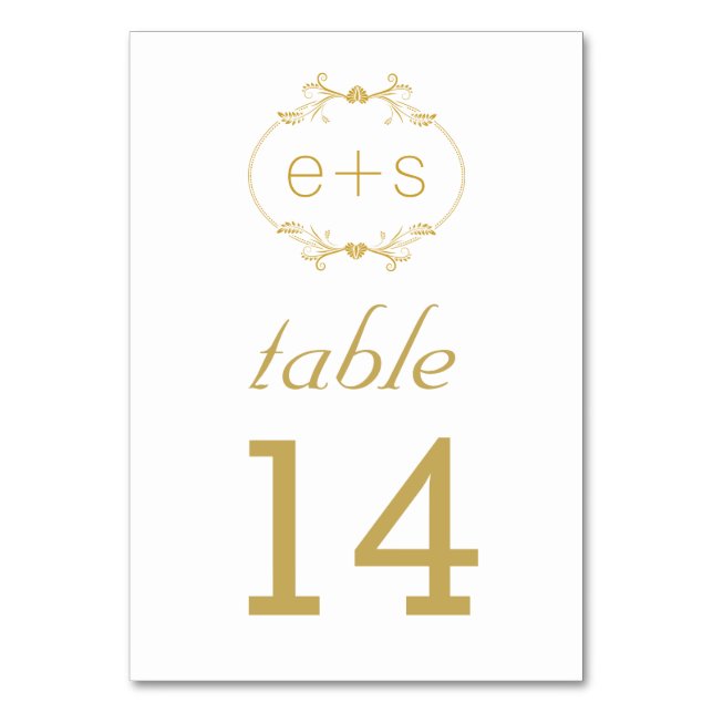 Tarjeta de número de tabla de boda con marco dorad (Anverso)