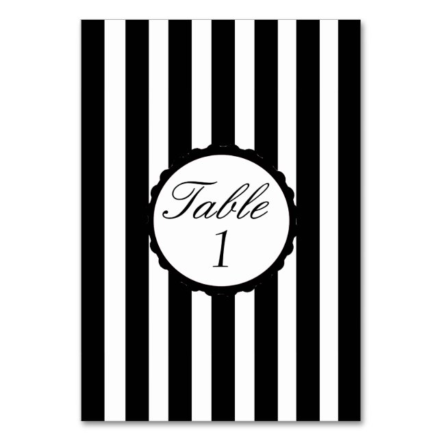 Tarjeta de número de tabla de boda con tiras de co (Reverso)