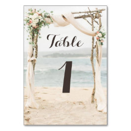 Tarjeta de número de tabla de Boda de Beach Arbor