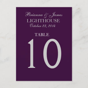 Tarjeta de número de tabla de Boda de berenjena mo