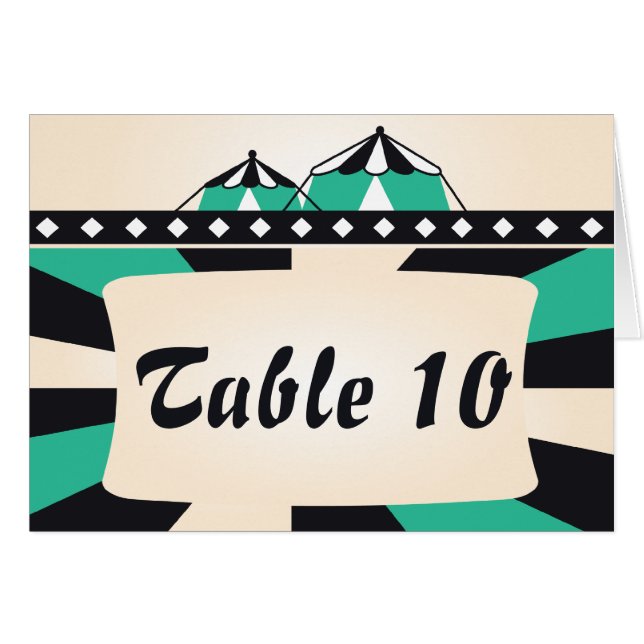 Tarjeta de número de tabla de Boda de Circus - Neg (Anverso (Horizontal))