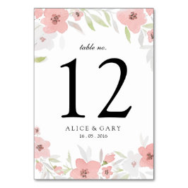 Tarjeta de número de tabla de Boda de color de agu