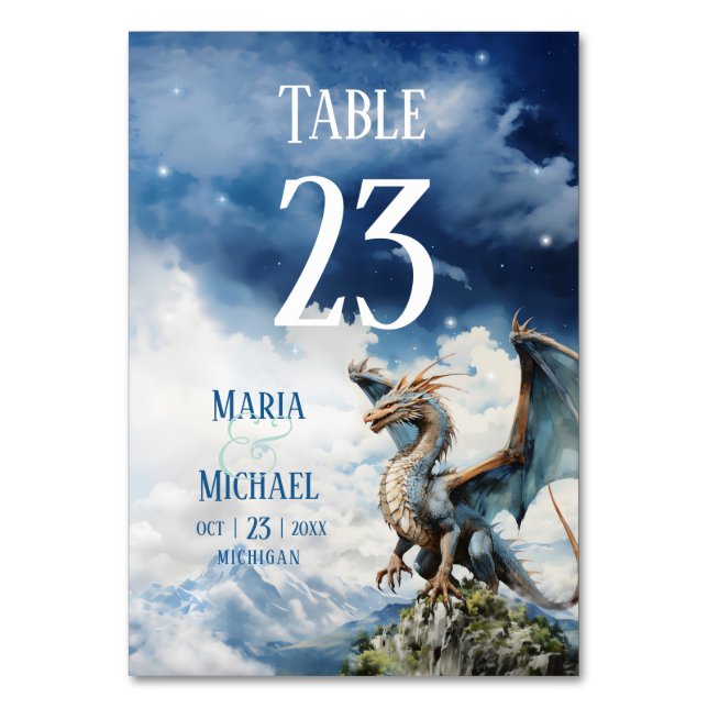 Tarjeta de número de tabla de Boda de Dragón Celta (Anverso)